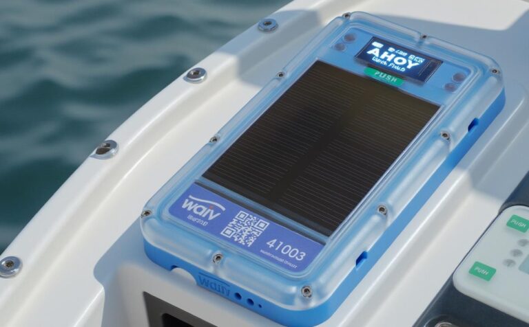 a picture showcasing WAIV's gps tracker installed in a boat