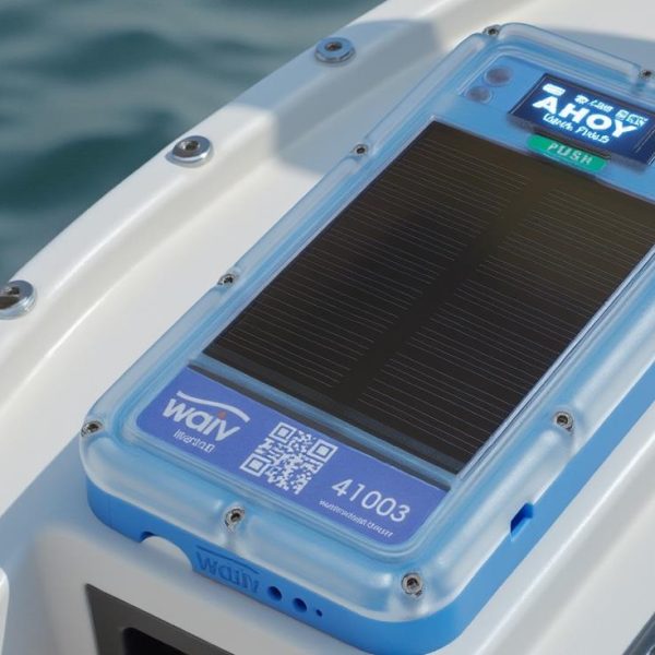 a picture showcasing WAIV's gps tracker installed in a boat