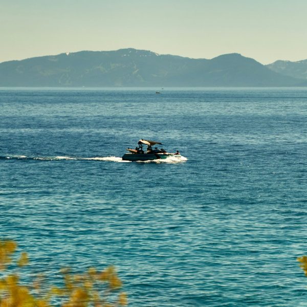 a rental boat in the sea